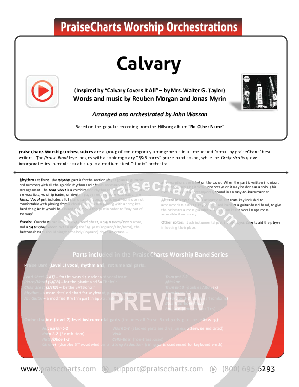 Calvary Cover Sheet (Hillsong Worship)
