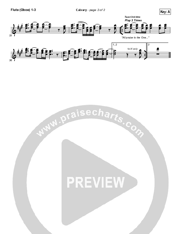 Calvary Flute/Oboe 1/2/3 (Hillsong Worship)