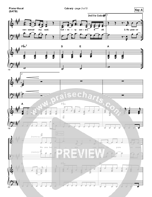 Calvary Piano/Vocal (SATB) (Hillsong Worship)
