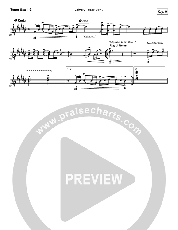 Calvary Tenor Sax 1/2 (Hillsong Worship)