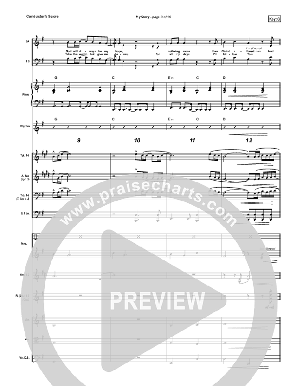 My Story Conductor's Score (Hillsong Worship)
