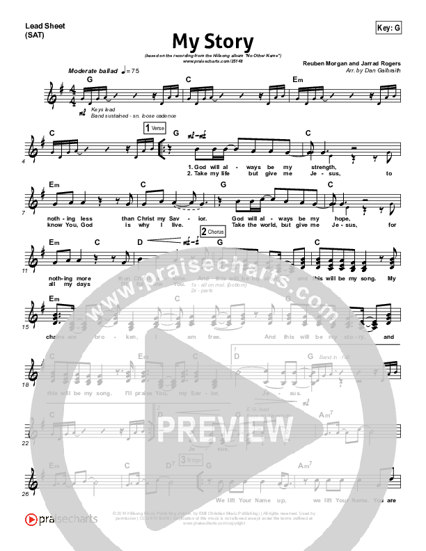 My Story Lead Sheet (SAT) (Hillsong Worship)