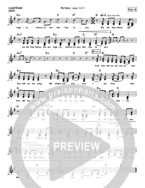 My Story Lead Sheet (SAT) (Hillsong Worship)