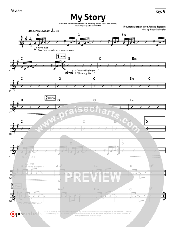 My Story Rhythm Chart (Hillsong Worship)