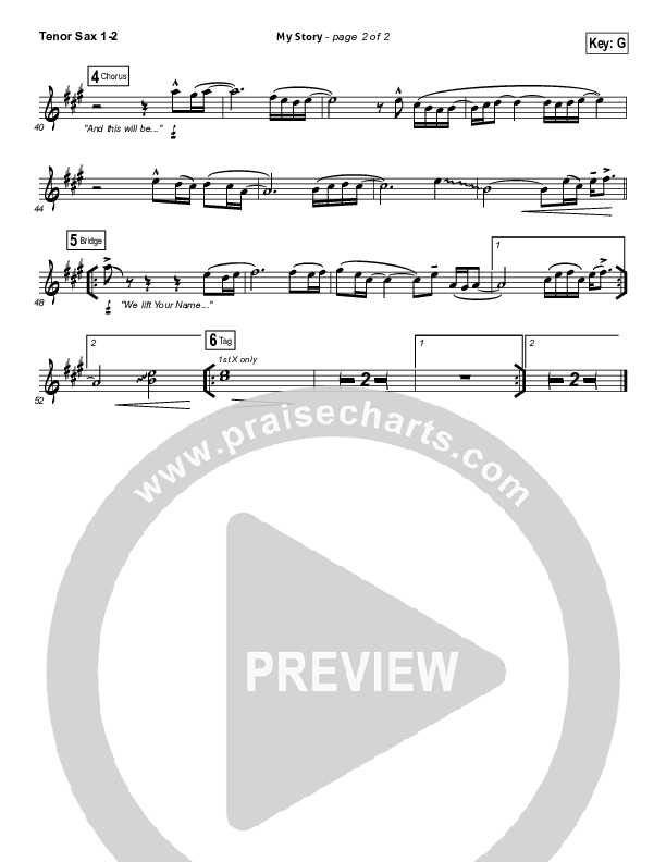 My Story Tenor Sax 1/2 (Hillsong Worship)