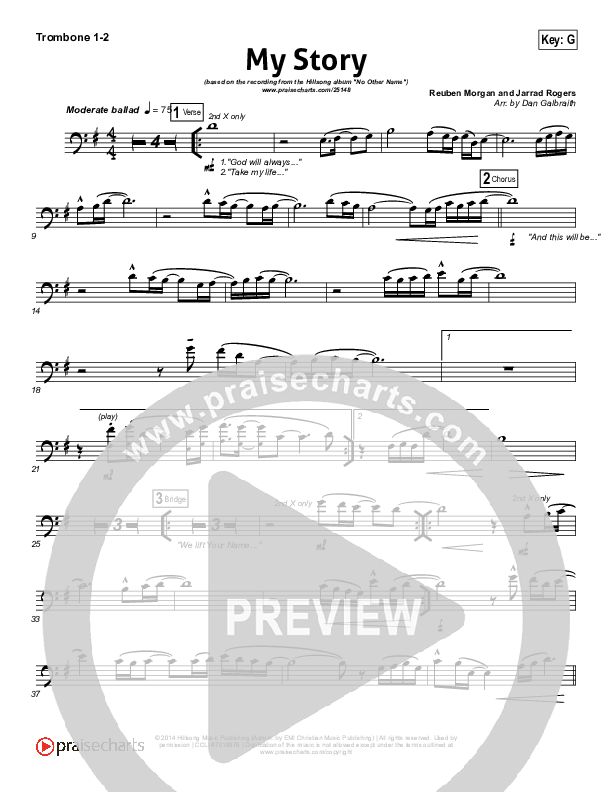 My Story Trombone 1/2 (Hillsong Worship)