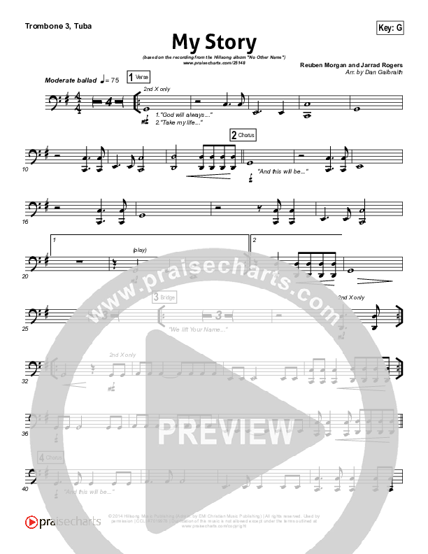 My Story Trombone 3/Tuba (Hillsong Worship)
