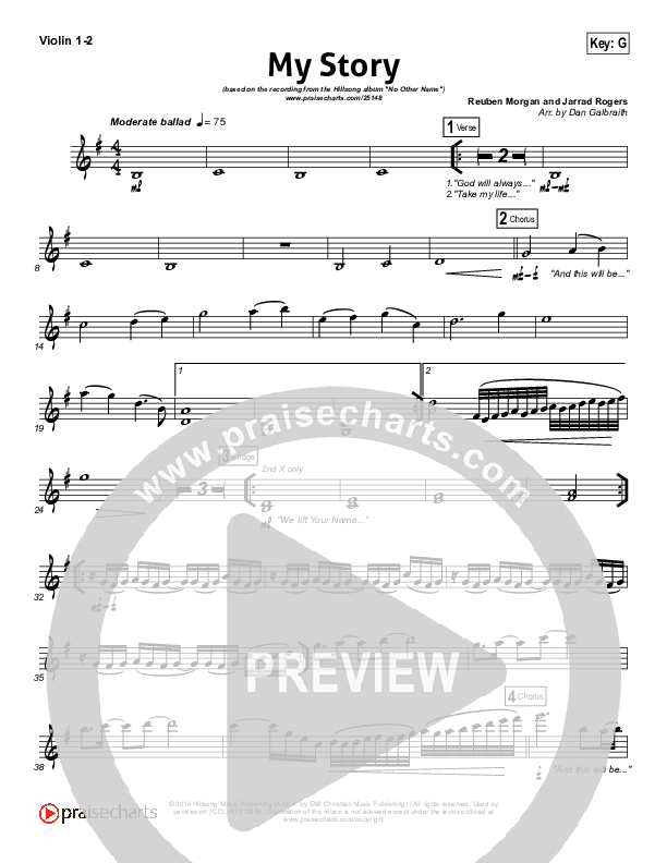 My Story Violin 1/2 (Hillsong Worship)