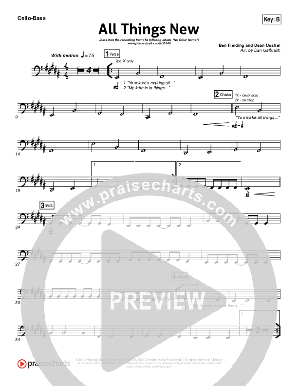 All Things New Cello/Bass (Hillsong Worship)
