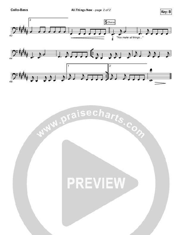 All Things New Cello/Bass (Hillsong Worship)