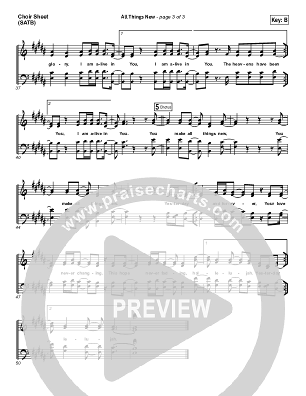 All Things New Choir Sheet (SATB) (Hillsong Worship)