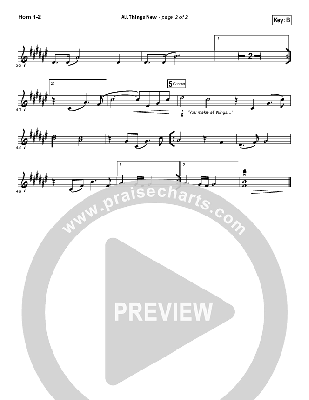 All Things New French Horn 1/2 (Hillsong Worship)