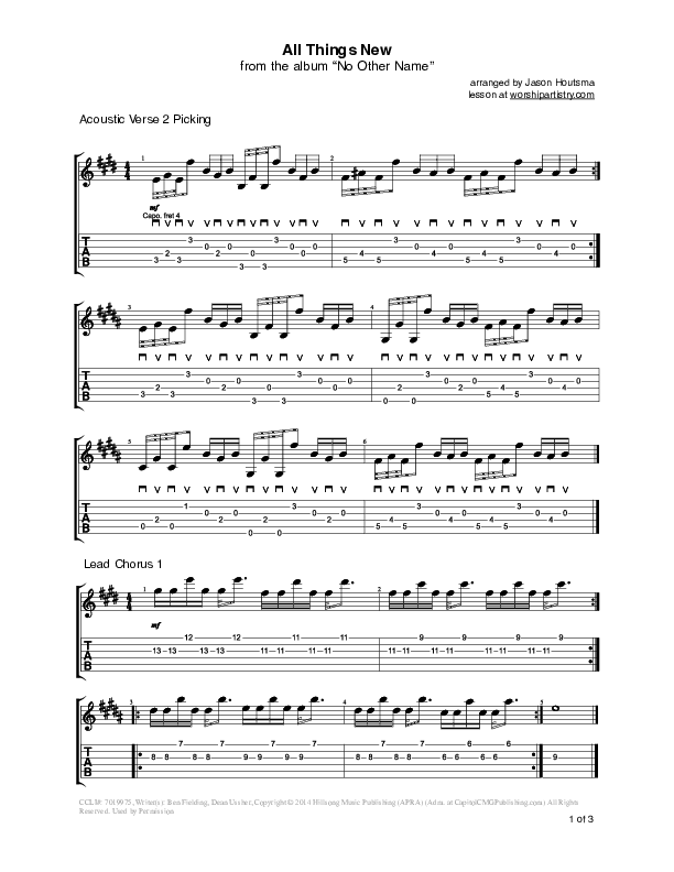 All Things New Guitar Tab (Hillsong Worship)
