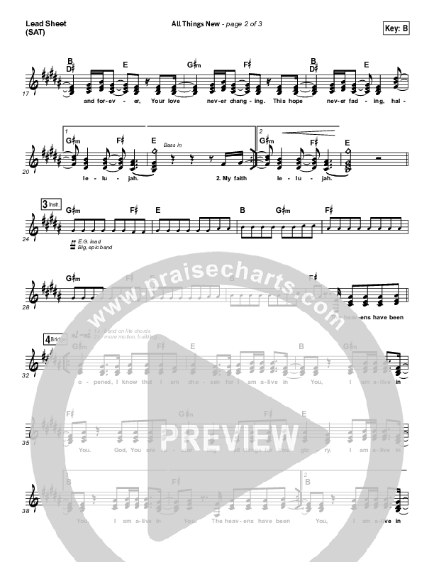 All Things New Lead Sheet (SAT) (Hillsong Worship)