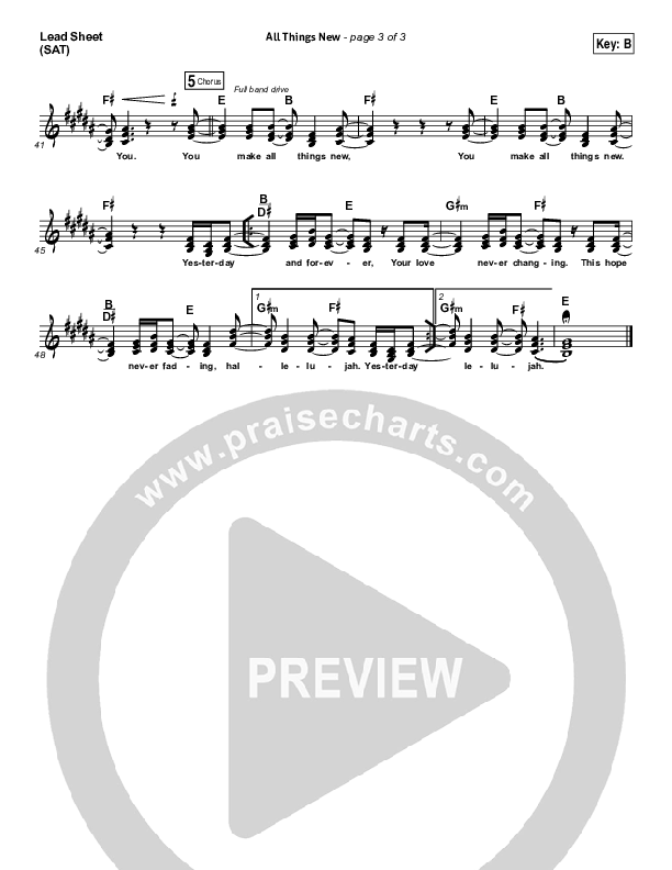 All Things New Lead Sheet (SAT) (Hillsong Worship)