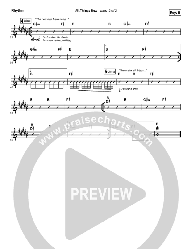 All Things New Rhythm Chart (Hillsong Worship)