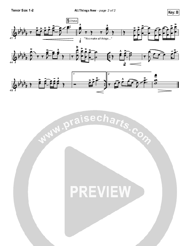 All Things New Tenor Sax 1/2 (Hillsong Worship)