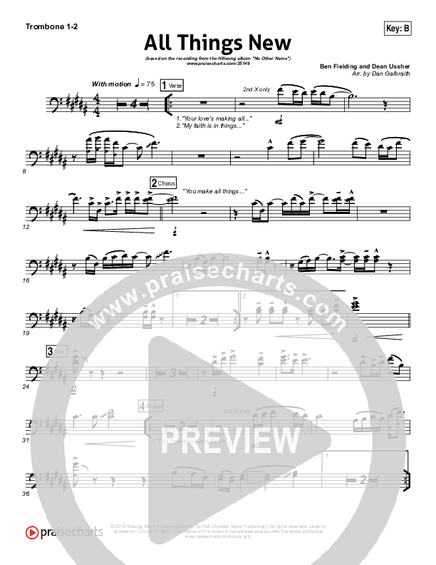 All Things New Trombone 1/2 (Hillsong Worship)
