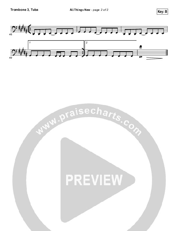 All Things New Trombone 3/Tuba (Hillsong Worship)