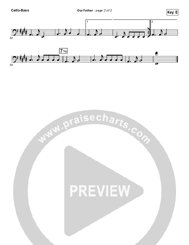 Our Father Cello/Bass (Hillsong Worship)
