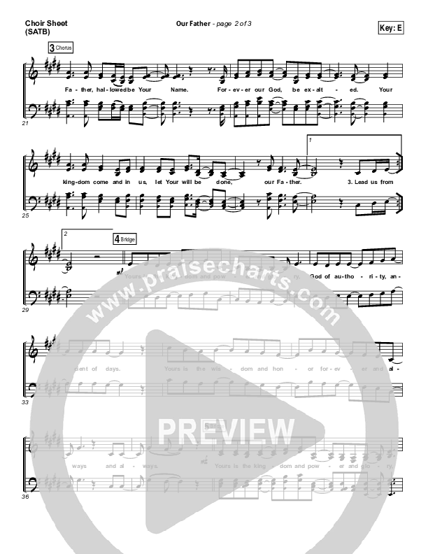 Our Father Choir Sheet (SATB) (Hillsong Worship)