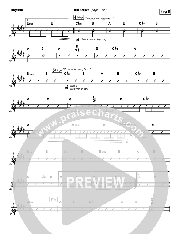 Our Father Rhythm Chart (Hillsong Worship)