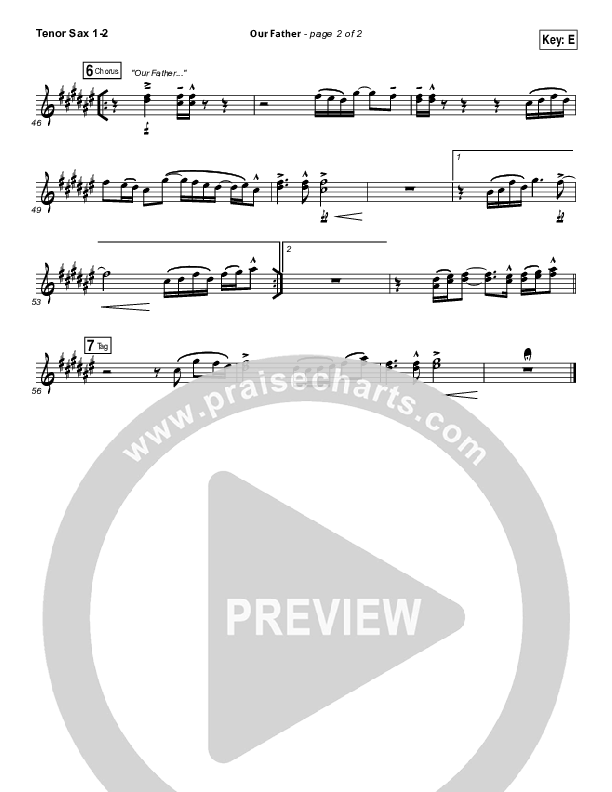 Our Father Tenor Sax 1/2 (Hillsong Worship)