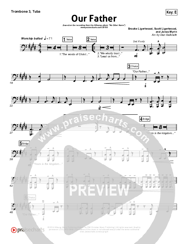 Our Father Trombone 3/Tuba (Hillsong Worship)