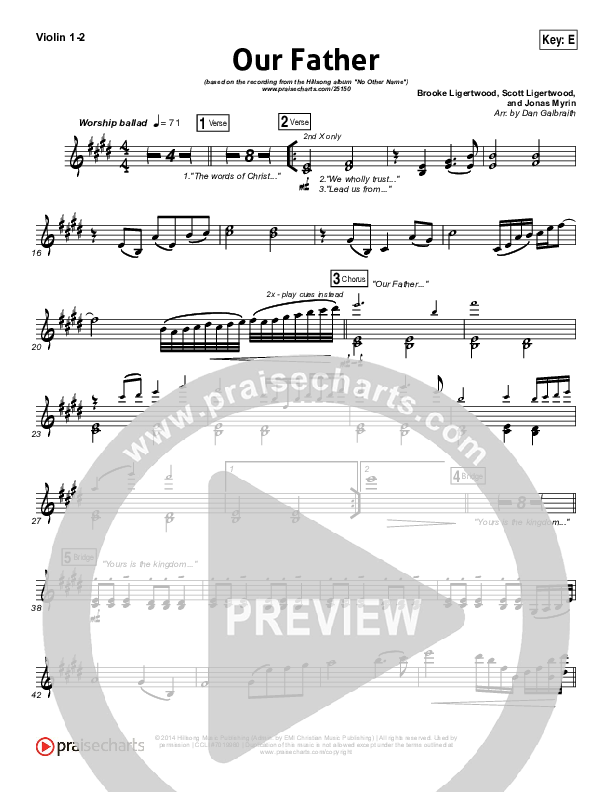 Our Father Violin 1/2 (Hillsong Worship)