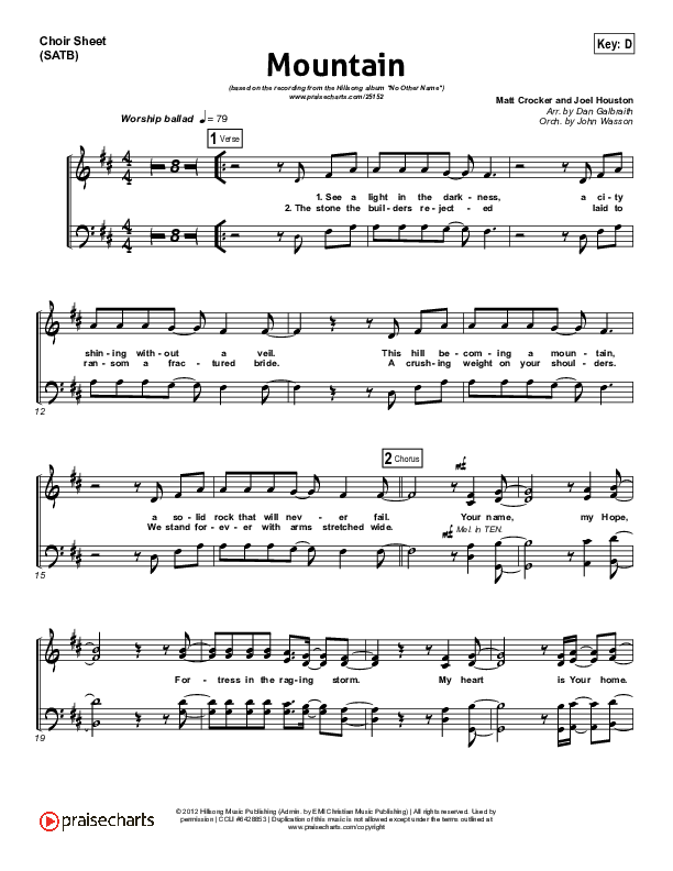 Mountain Choir Sheet (SATB) (Hillsong Worship)
