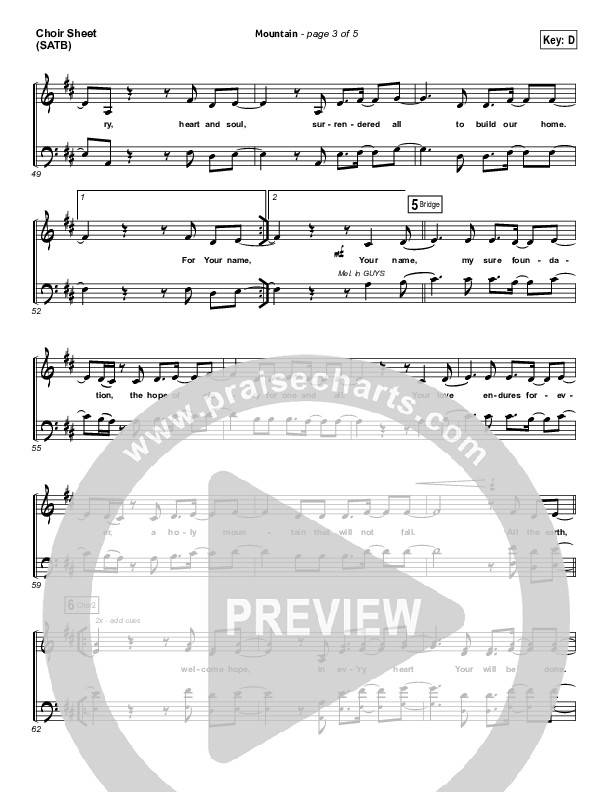 Mountain Choir Sheet (SATB) (Hillsong Worship)