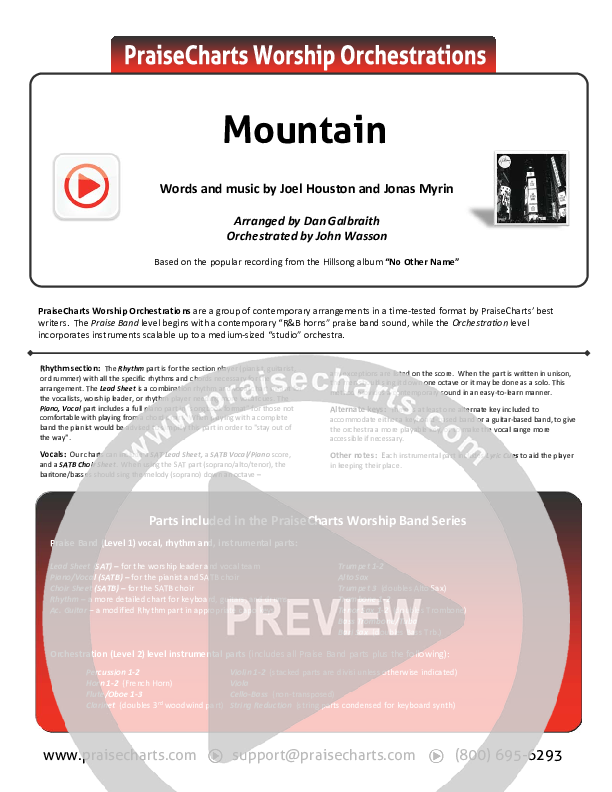 Mountain Cover Sheet (Hillsong Worship)