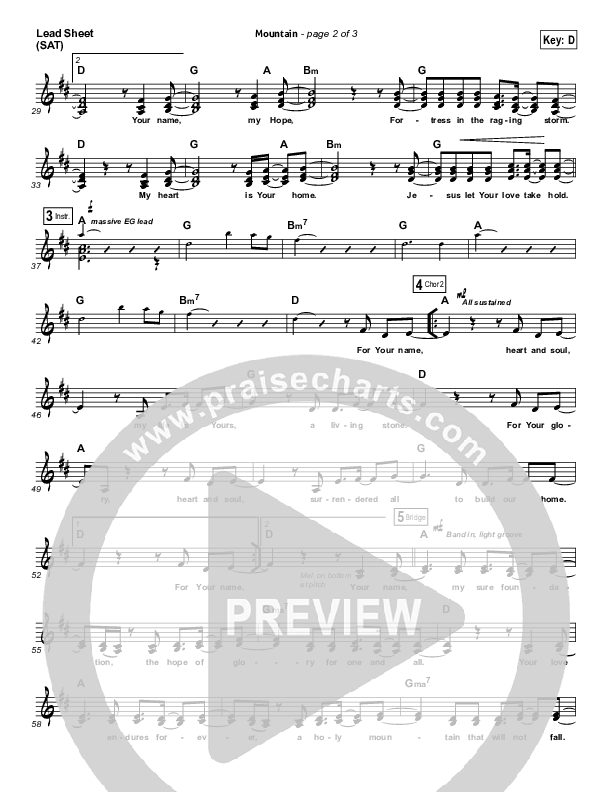 Mountain Lead Sheet (SAT) (Hillsong Worship)