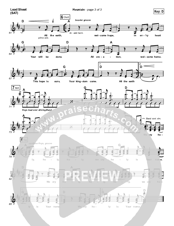 Mountain Lead Sheet (SAT) (Hillsong Worship)