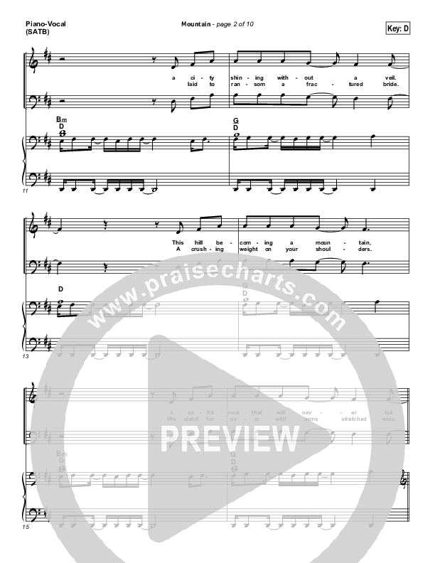 Mountain Piano/Vocal (SATB) (Hillsong Worship)
