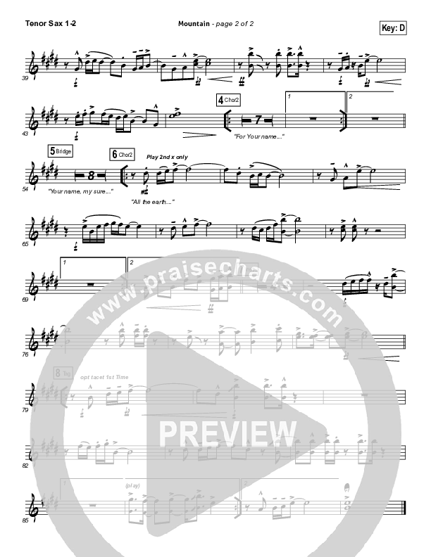 Mountain Tenor Sax 1/2 (Hillsong Worship)
