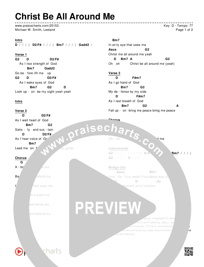 Christ Be All Around Me Chords & Lyrics (Michael W. Smith / Leeland)