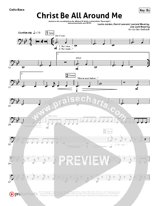 Christ Be All Around Me Cello/Bass (Michael W. Smith / Leeland)