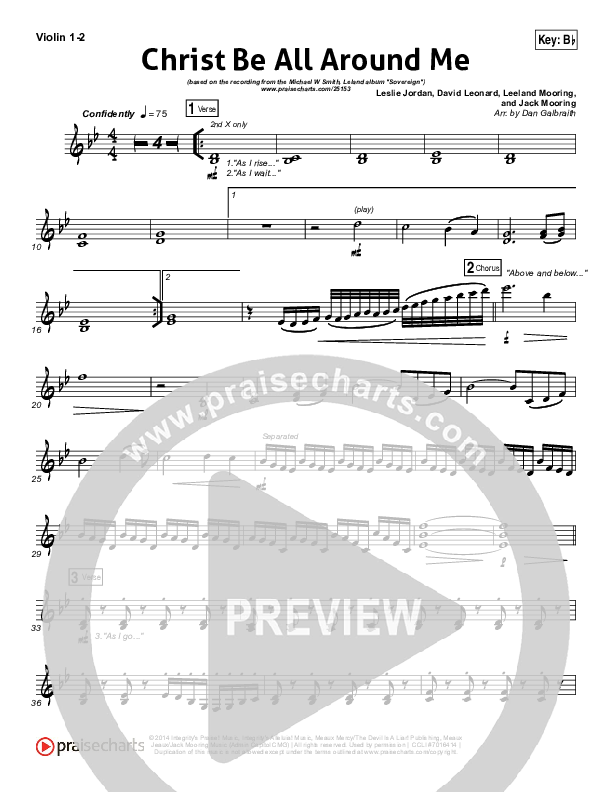 Christ Be All Around Me Violin 1/2 (Michael W. Smith / Leeland)