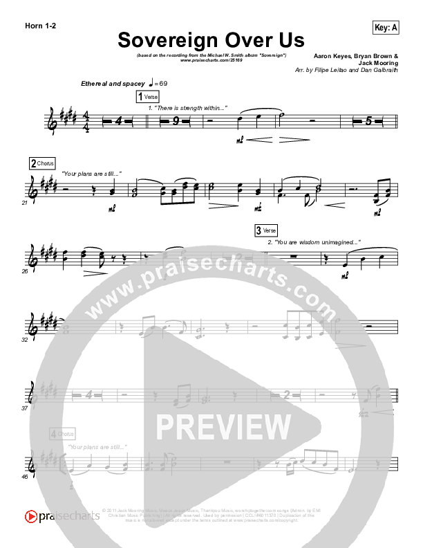 Sovereign Over Us French Horn 1/2 (Michael W. Smith)