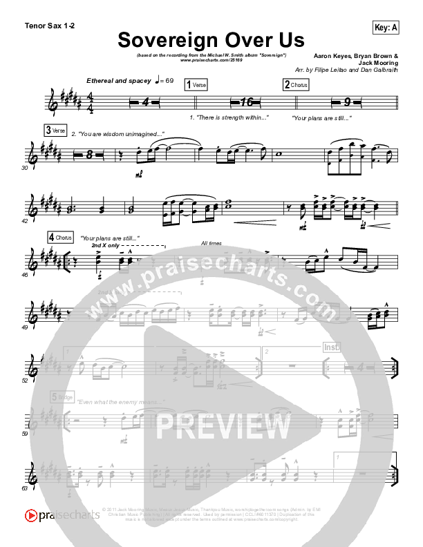 Sovereign Over Us Tenor Sax 1/2 (Michael W. Smith)