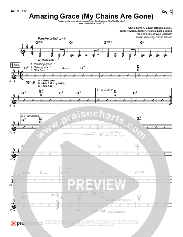 Amazing Grace (My Chains Are Gone) Acoustic Guitar (Chris Tomlin)