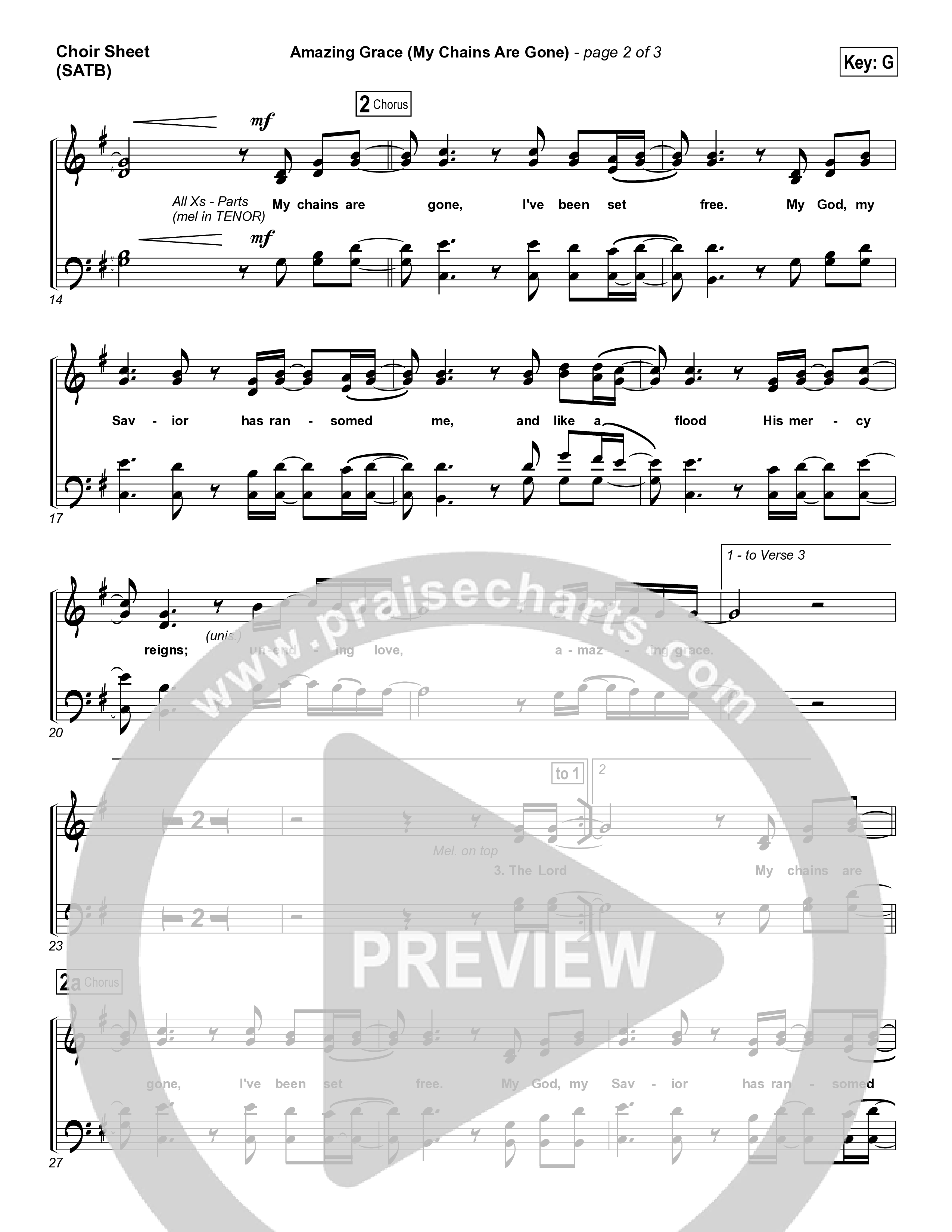 Amazing Grace (My Chains Are Gone) Choir Vocals (SATB) (Chris Tomlin)