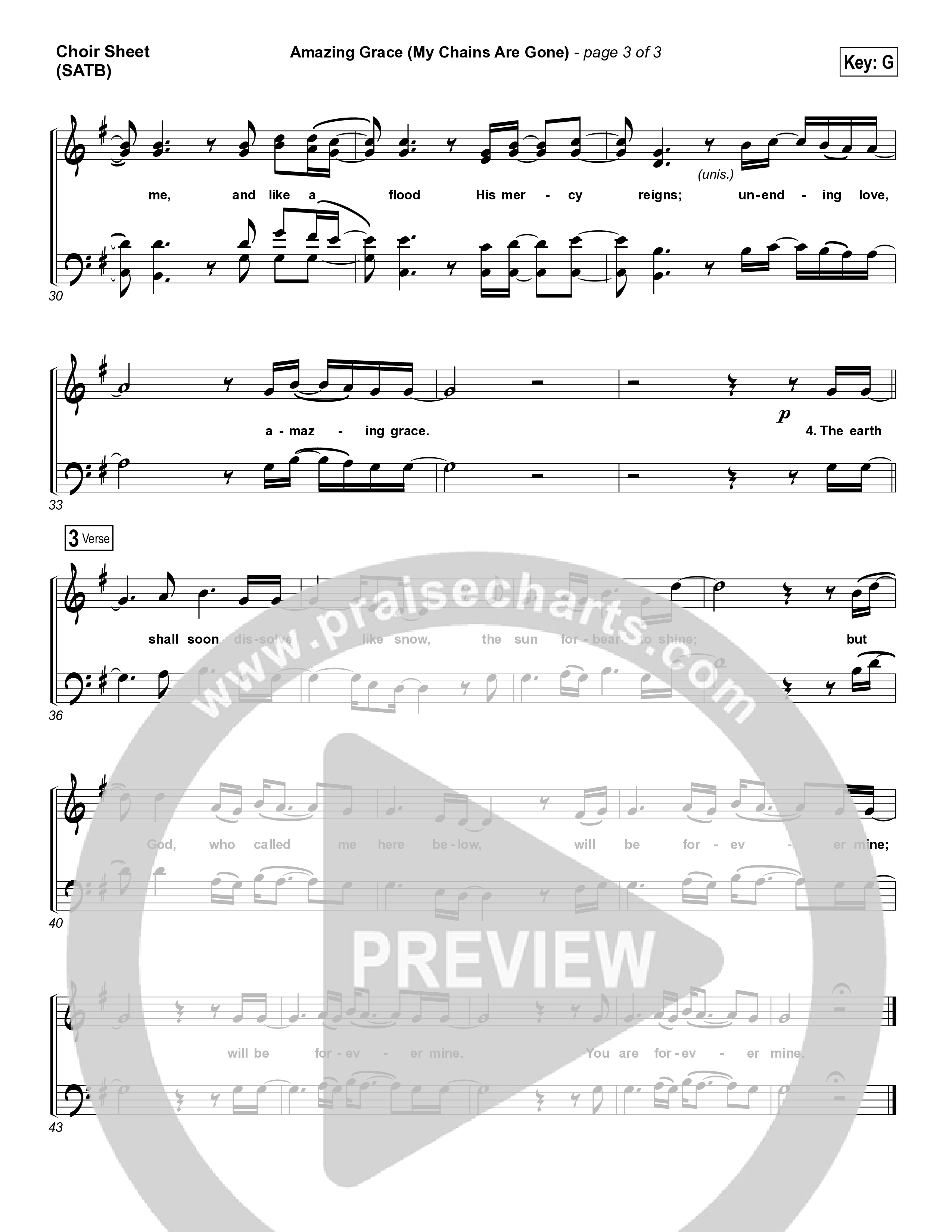 Amazing Grace (My Chains Are Gone) Choir Vocals (SATB) (Chris Tomlin)