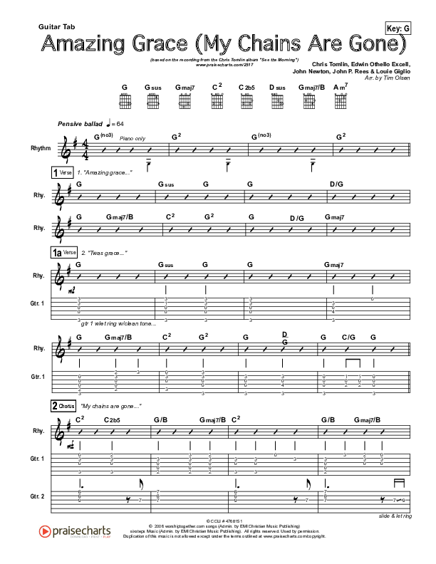 Amazing Grace (My Chains Are Gone) Guitar Tab (Chris Tomlin)