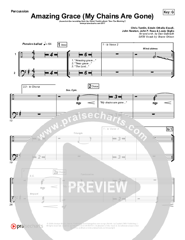 Amazing Grace (My Chains Are Gone) Percussion (Chris Tomlin)