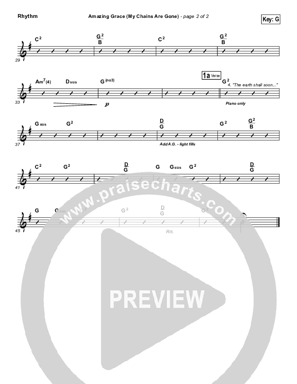Amazing Grace (My Chains Are Gone) Rhythm Chart (Chris Tomlin)