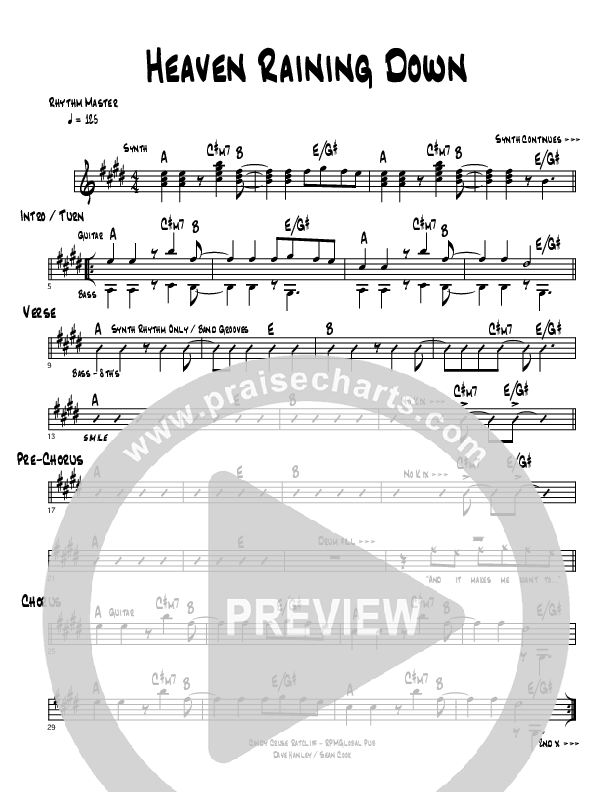 Heaven Raining Down Rhythm Chart (Cindy Cruse Ratcliff)