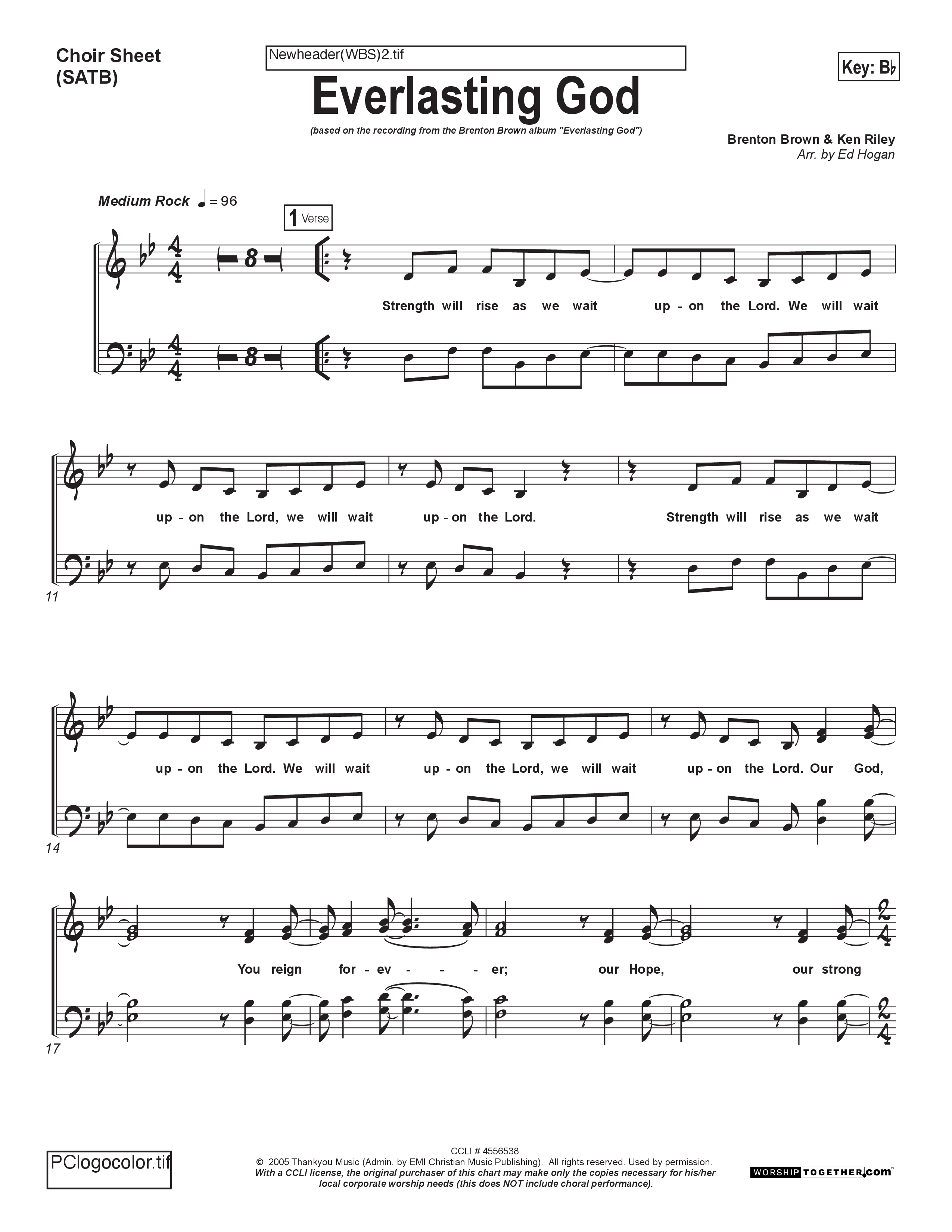 Everlasting God Choir Sheet (SATB) (Brenton Brown)