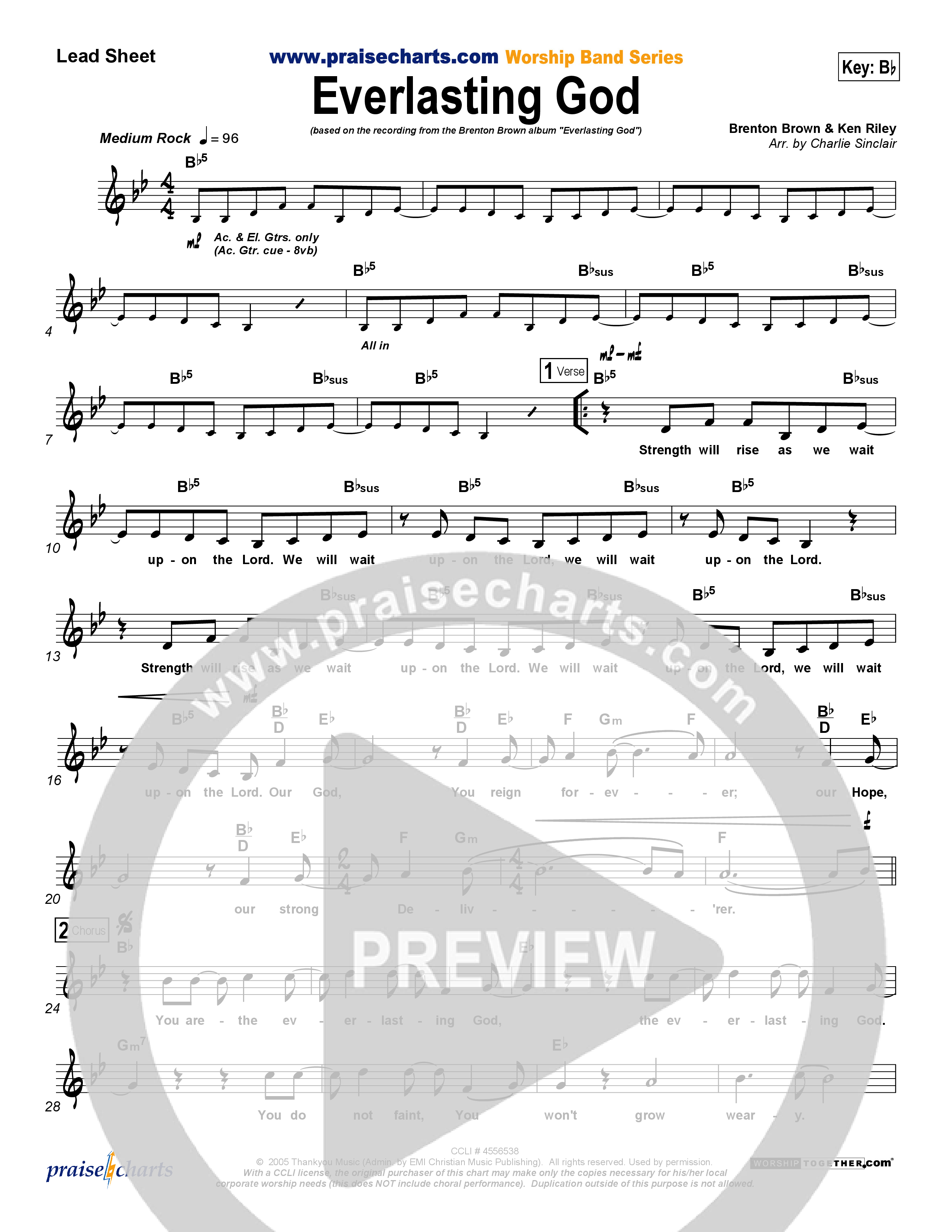 Everlasting God Lead Sheet (SAT) (Brenton Brown)